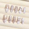 30Pcs Summer Beach Press on Nails Medium Almond Nails French