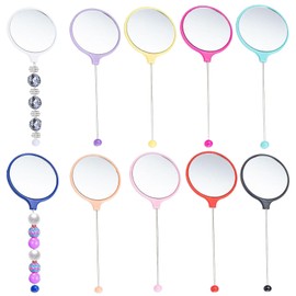 Frinnovan 10 Pack Beadable Mirrors with Blank Bar Cute Travel Makeup Handheld Mirror Cosmetic Dazzling Mirror Portable Hand Mirrors for Women DIY Jewelry Making Beaded Crafts Round