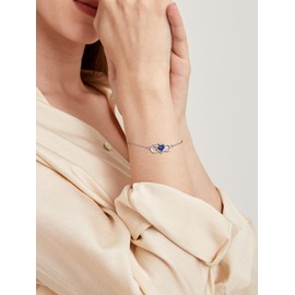 Custom4U Love Heart Infinity Bracelets for Women 925 Silver Anklets CZ Birthstone Charm Link Bracelet Jewelry Gifts for Mom Wife Her