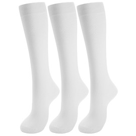 Airpal 3 Pairs Girls Knee High School Uniform Socks Casual Dress Socks Long Seamless Combed Cotton (Red, 6-9)