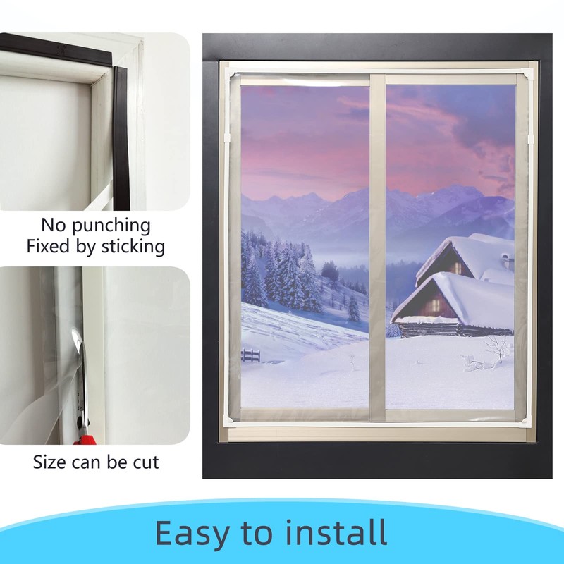 DIY Magnetic Window Insulation Kit 59"x61" Indoor Clear Film for