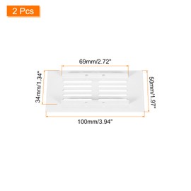sourcing map Air Vents Cover, 2Pcs 100 x 50mm - Aluminum Alloy Mesh Air Return Vent Cover, Rectangle Louvered Ventilation Grille for Shoe Cabinet Wardrobe (White)
