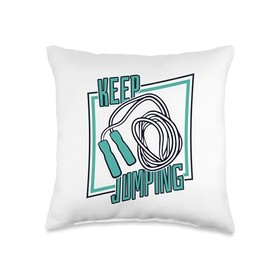 Fitness Jump Rope Apparel Gear Gifts For Beginners Keep Speed Skipping Professional Jump Rope Throw Pillow, 16x16, Multicolor