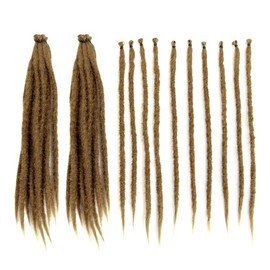Dreadlock Extensions 12 Inch 30 Strands, Prelooped Short Synthetic Dreads Loc Extensions Bundles, 0.6cm Natural Fake Lock, Single Ended Crochet Dreads like Real Human Hair (27#)