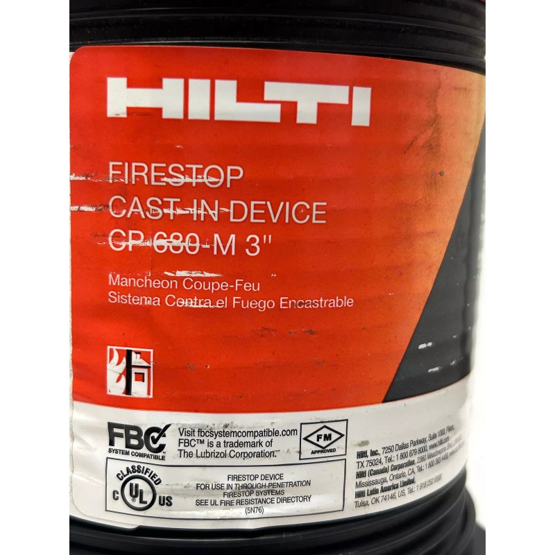 HILTI CP 680-M 3" Cast-In Firestop Device with Extension Tube