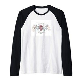 Graphik Fingers with Heart Geometric Triangle Handdrawn Raglan Baseball Tee