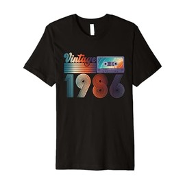 Vintage 1986 Cassette Tape 40th Birthday Gifts 40 Years Old Premium T-Shirt