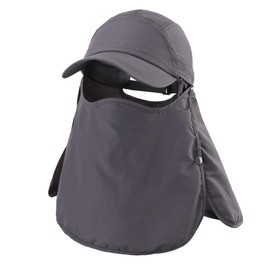Magracy Men‘s UPF 50+ Sun Cap with Neck Protection & Face Mask UV Protection Fishing Cap Breathable Adjustable Outdoor Hat Dark Grey