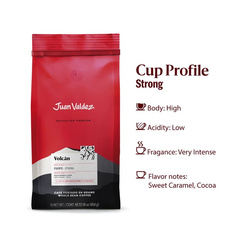 Juan Valdez Coffee Espresso Volcan Bean Colombian Coffee 16 oz
