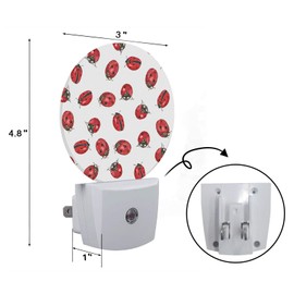 Axayaz Watercolor Ladybug Plug in Night Light Red Repeat Fly Cute Red Animal Sketch Auto LED Lamp Energy Saving Round Lights for Boys Girls Men Women