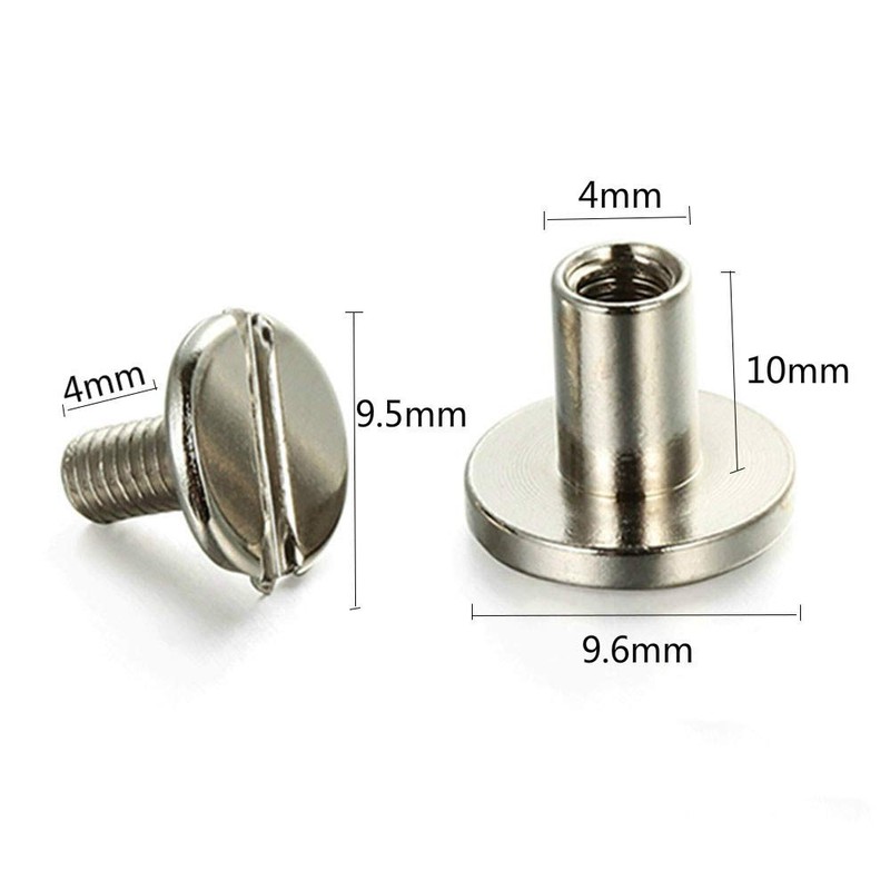Teng Lang 50Sets Metal Chicago Screws Binding Leather Screw Nail