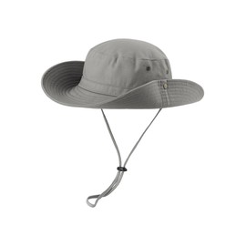 WANYING Women's Men's Outdoor Sun Protection Bucket Hat Fishing Hat Cotton Two Way to Wear for Head Circumference 55-62 cm Camouflage, Plain Grey