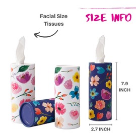 Small Car Tissues Holder with Facial Tissues - 4PK - Travel Tissue Tubes Box Container for Car Cup Holder Car Tissues Cylinder 200 Sheets