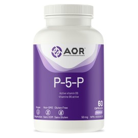 AOR AOR P5P Vitamin B6 Supplement 50mg, 60 Caps 30-Day Supply - Active Form Pyridoxal-5-Phosphate - Gluten-Free, Non-GMO & Vegan - High Absorption Formula - Supports Energy & Promotes Nutrient Metabolism