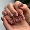 MERVF Medium Press on Nails Square Fake Nails Red Gradient