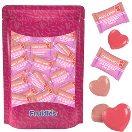 Fruidles Cherry & Strawberry Hearts Candy, Purple & Pink Heart Shaped Hard Candy Sucker Individually Wrapped in Foil, Made in Brazil (5 Pounds (Bulk))