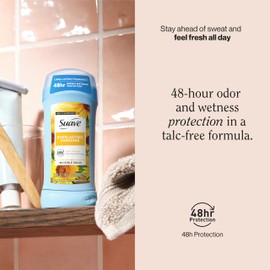 Suave Antiperspirant Deodorant For Women, Invisible Underarm Deodorant, 48hr Odor & Wetness Protection, Everlasting Sunshine, Sensitive Skin Deodorant Solid Stick, 2.6 oz (12 Bulk Pack)