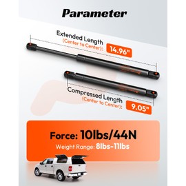 PAMAGOO ML13-10 15 inch 10 lbs Gas Struts, SX150P10 15" Gas Shock for Camper Shell Truck Leer A.R.E Topper Cap Canopy Rear Window Tool Box Lid, Qty 2