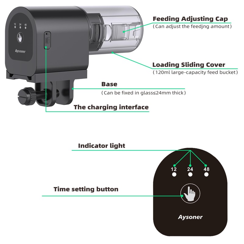 Aysoner Automatic Fish Feeder for Aquarium: Fish Food Vacation Feeders