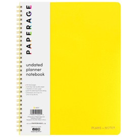PAPERAGE Undated Daily Planner Notebook (Yellow), 8.5 in x 11 in, Spiral Bound To Do List & Schedule Planner, 104 Lined Pages for Plans & Notes