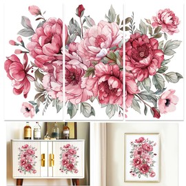 INFUNLY 3 Sheet Vintage Flowers Rub on Transfers for Crafts and Furniture 6x12 Vintage Rub on Floral Transfer Decals Flower Rub on Transfer Wall Stickers Waterproof for Scrapbook DIY Paper Home Decor