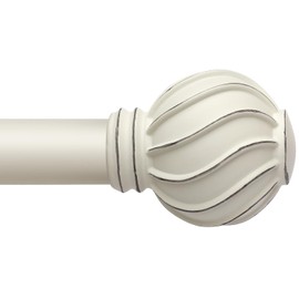 White Curtain Rods for Windows 28 to 48 Inches Adjustable Length Heavy Duty 7/8" Diameter Window Curtain Rod with Decorative Finials for Outdoor Farmhouse Bedroom Kitchen Living Room