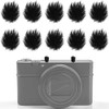 10 Pcs Camera Mic Windscreen Wind Muff Built in Microphone Camera Mic Muff Compatible with DSLRs Mic Outdoor Windshield and 20 Pcs Camera Wind Muff Sticker, Black, 0.24 x 0.24 Inch