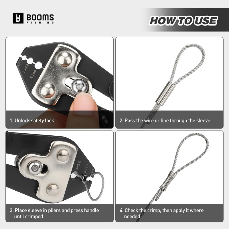 Booms Fishing Crimping Pliers Kit: 8.8in Crimper Tool for Wire