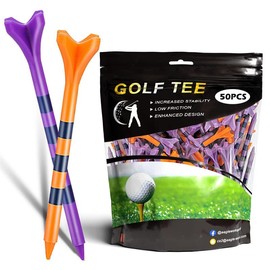 Plastic Golf Tees, Pack of 50/100(3-1/4'' & 2-3/4'') 4 Prongs Golf Tees, More Durable and Stable, Reduces Friction & Side Spin Plastic Tees - Color: 3-1/4''(25pcs)+2-3/4''(25pcs)
