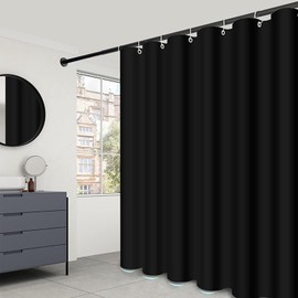 LLSCL LLSCL Fabric Shower Curtain Liner, Waterproof Hotel Quality, Bathroom Curtains Rust Resistant Grommets, 72 x 72 Machine Washable (Black)