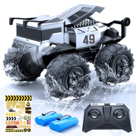 HAYXUN RC Stunt Truck Amphibious Remote Control Car – Waterproof 4WD Off-Road Monster Pickup with 360° Spins, 2.4GHz RC Car Toys for Boys 8-12, 60+ Minutes Playtime, Birthday for Kids