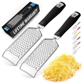 Zulay Kitchen Professional Cheese Grater Stainless Steel - 2 Pack