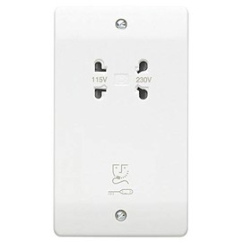 MK Logic Plus 2-Gang Dual Voltage Shaver Socket 115 / 230V White