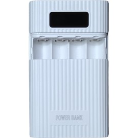 DIY 4-Slot 18650 Battery Charger, Smart Display and Tactical Replaceable Batteries Module Shell (White)