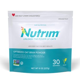 Nutrim Oat Bran Powder with 750mg Beta Glucan per Serving - Easy-Mix Soluble Fiber for Cholesterol Management & Immune Support - Heart Healthy, Non-GMO & Vegan Oatmeal Powder