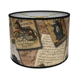 Royal Designs, Inc. Trendy Decorative Handmade Drum Shade, Made in USA, 10in, HBC-8020-10, Victorian Letters