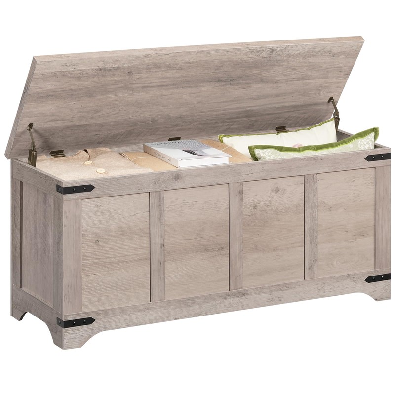 MAHANCRIS Storage Chest, 43.3" Storage Trunk with 2 Safety Hinges,