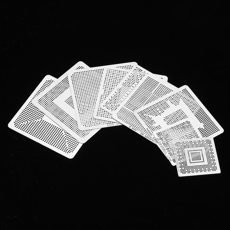 33pcs BGA Universal Reballing Rework Net Stencils Steel Template Mesh
