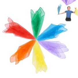 ZEPIQOR Pack of 6 Colourful Juggling Cloths, Nursery Juggling Cloths, Dance Cloths, Chiffon Cloths, Gymnastic Cloths, Sensory, Children's Show, Activity Accessories, Decoration (60 x 60 cm)