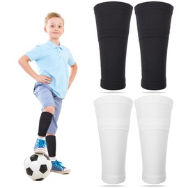 2 Pairs Soccer Shin Guards Sleeves for Kids Youth Sleeves Soft Breathable Soccer Sock Sleeve for 3-15 Years Old Boys Girs Footoall Games Sleeve with Optimized lnsert Pocket for Soccers Football