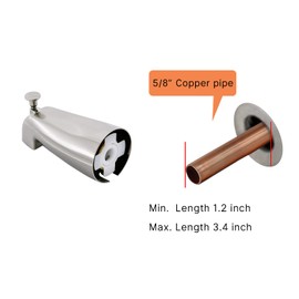 Slip Fit Tub Spout with Pull-Up Diverter for 1/2 inch Copper Tube, Brushed Nickel