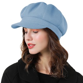 Sumolux Women Beret Newsboy Hat French Wool Cap Classic Autumn Spring Winter Denim Blue