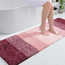 OLANLY OLANLY Bathroom Runner Rugs 59x20, Extra Soft Absorbent Microfiber Bath Rugs, Rubber Backing, Quick Dry, Machine Washable Bath Mats for Bathroom Floor, Tub, Shower and Home Decor Accessories, Red