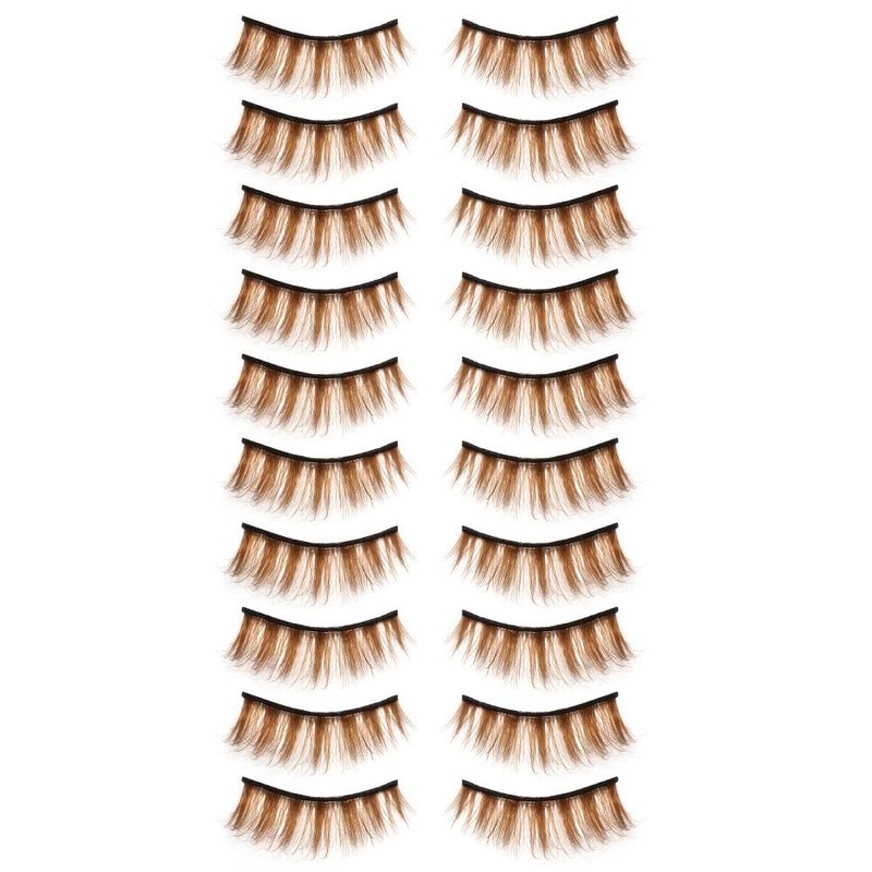 10ペア つけまつげ ブラウン ナチュラル つけまつげ ふわふわ キャットアイ ミンクまつげ ボリューム ロング
