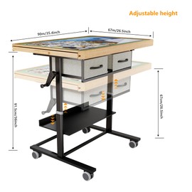 1500 Piece Jigsaw Puzzle Table with Legs,Jigsaw Puzzle Board Portable with 4 Drawers and Cover,35"x26"Adjustable Puzzle Tables for Adults,Gift for Mom