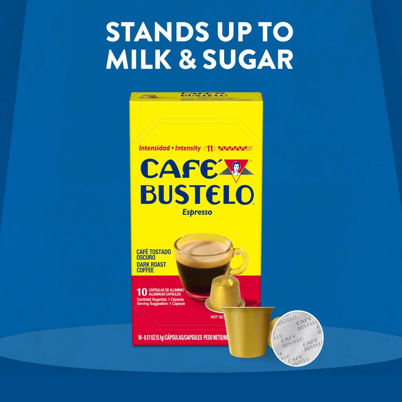 Café Bustelo Aluminum Espresso Capsules, Dark Roast Coffee, Nespresso Original