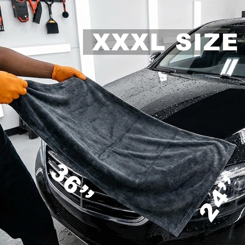 24"x36" Twisted-Loop Car Drying Towel, 1300GSM, Microfiber Towels for Cars,
