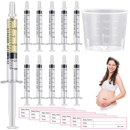 Trelaco Colostrum Collector Kit Include Sterile Sealed Breast Milk Syringes with Caps No Needle Colostrum Syringes Stickers 1 Measuring Cup Harvesting Collection for Breastmilk(100 Sets,3 ml)