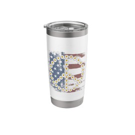 Little Daisy Flowers Peace Sign American Flag Stainless Steel Insulated Tumbler