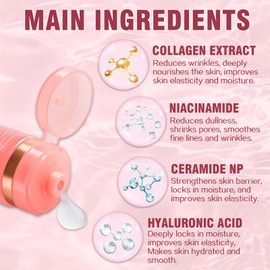 Eveellyn Collagen Night Wrapping Mask, 75ml Collagen Mask Overnight, Deep Hydration, Reduces Wrinkle & Improves Skin Elasticity, Suitable for All Skin Types (Brush Included)